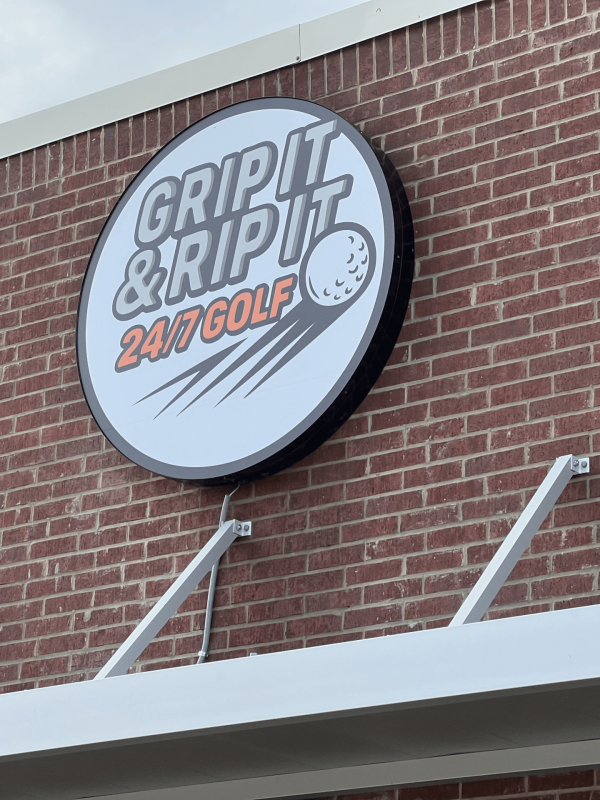Street-level exterior of Grip It & Rip It Golf facility in Palestine Texas
